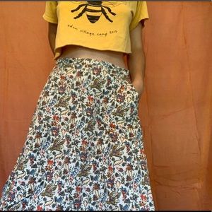 Vintage Floral Midi Skirt